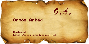Ormós Arkád névjegykártya